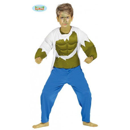 COSTUME CARNEVALE UOMO VERDE 3/4 ANNI MAGLIA IMBOTT. E PANTALONI PER TRAVESTIMENTI A TEMA INCREDIBILE HULK NO ACCESSORI