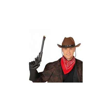 PISTOLA A CANNA LUNGA 43CM NERA IN PLASTICA PER TRVESTIMENTI E GIOCHI DI CARNEVALE E SCENE A TEMA WESTERN CAWBOY