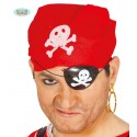 SET PIRATA BANDANA ROSSA E BENDA COPRI OCCHIO NERO CON TESCHIO PER TRAVESTIMENTI DI CARNEVALE HALLOWEEN COD 16057 GUIRCA