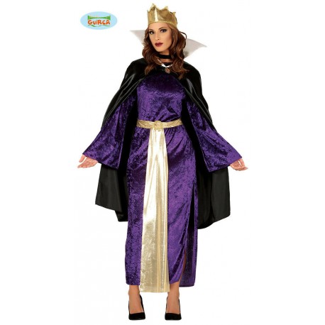 COSTUME REGINA MALVAGIA TG.M38/40VESTITO CON CINTURA/MANTELLO/CORONA/CARNEVALE HALLOWEEN STREGA HORROR NO ACCESSORI