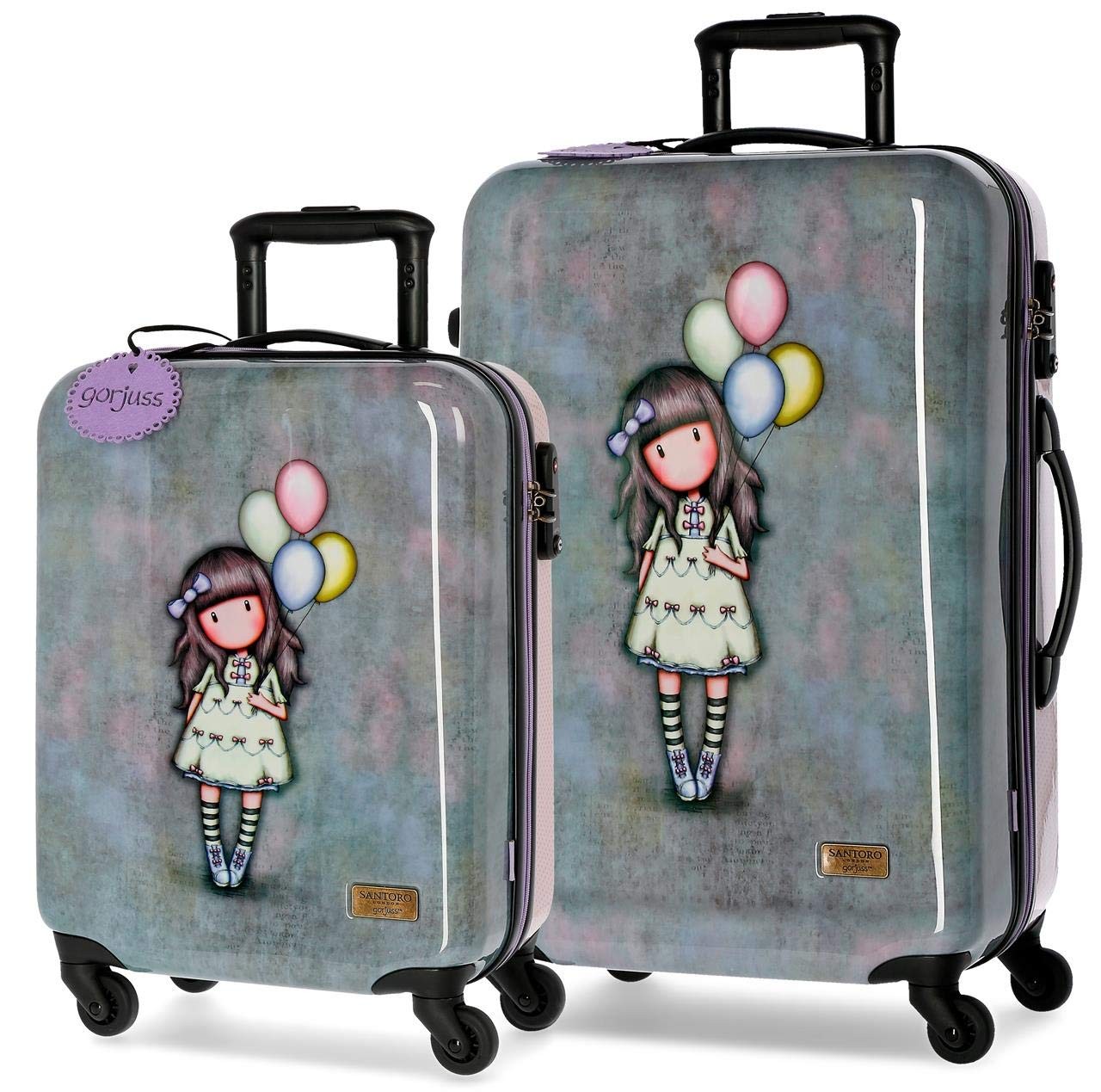 SET 2 TROLLEY DA VIAGGIO ABS 4 RUOTE I WISH GORJUSS SANTORO LONDON 2019  VALIGIA BAG.A MANO37X55X20CM STIVA45X67X26CM - Parole e Pensieri