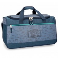 BORSA DA VIAGGIO PIERCE PEPE JEANS LONDON BLU CON TRACOLLA IDEALE PER PALESTRA E PISCINA 52X29X29CM 100% POLIESTERE