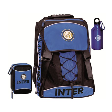 SCHOOL PACK FC INTERNAZIONALE ZAINO SCUOLA ESTENSIBILE CON GADGET+ ASTUCCIO 3 ZIP 41PEZZI PROD.UFFICIALE PANINI SCUOLA