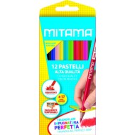 MITAMA 12 PASTELLI LEGNO TRIANGOLARI ALTA QUALITÀ MINA GRANDE 3.3MM 12 COLORI IMPUGNAT.PERFETTA FACILE DA TEMPERARE