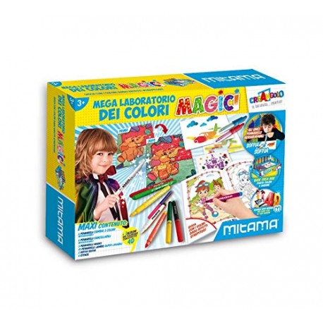 MITAMA MEGA LABORATORIO DEI COLORI MAGICI CREANGOLO MAXI CONTENUTO 34 PEZZI TRA COLORI ALBUM AEROGR.E STENCIL