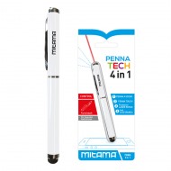 MITAMA PENNA TECH 4 IN 1 PENNA A SFERA INCHI.BLU TOUCH SCREEN PUNTAT.LASER ROSSO LED LUCE BIANCA FUSTO NERO/BLU/ARG/BIAN