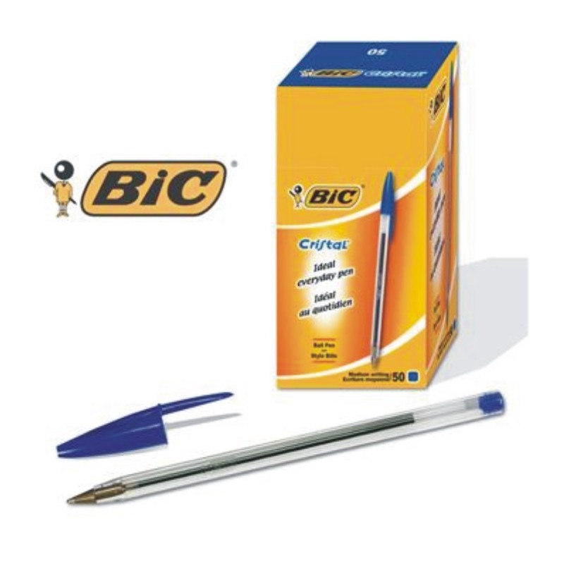 Penne Bic Cristal Blu Medium a Sfera - Confezione da 50 pz