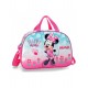 BORSA DA VIAGGIO MINNIE HART DISNEY ORIGINAL 40X28X22CM FUCSIA BORSONE TOPOLINA PER PALESTRA E PISCINA 70%MICROF.30%PVC