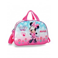 BORSA DA VIAGGIO MINNIE HART DISNEY ORIGINAL 40X28X22CM FUCSIA BORSONE TOPOLINA PER PALESTRA E PISCINA 70%MICROF.30%PVC