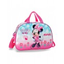 BORSA DA VIAGGIO MINNIE HART DISNEY ORIGINAL 40X28X22CM FUCSIA BORSONE TOPOLINA PER PALESTRA E PISCINA 70%MICROF.30%PVC