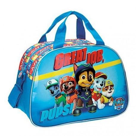 BORSA DA VIAGGIO PAW PATROL AZZURRO 40X28X21CM BORSONE CON TRACOLLA USO VALIGIA PER PALESTRA E PISCINA