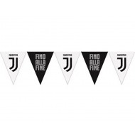 FESTONE BANDIERINA TRIANGOLARI FINO ALLA FINE 22X29CM IN PLASTICA FC JUVENTUS PROD.UFFICIALE PER FESTE DI COMPLEANNO