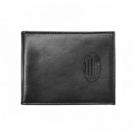 PORTAFOGLIO IN PELLE AC MILAN NERO LOGO A RILIEVO 12,5X9X5CM 2 ANTE 2 SCOMPARTI P.MONETE P.CARTE CREDITO PROD.UFFICIALE