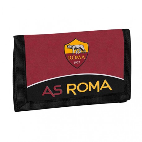 PORTAFOGLIO A STRAPPO CON FELTRO AS ROMA 12X8CM MULTI TASCHE P.SPICCI CON ZIP LOGO PRODOTTO UFFICIALE PANINI ITALY