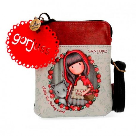 MESSENGER MINI BORSA A TRACOLLA GORJUSS LITTLE RED SANTORO LONDON SIMILPELLE 13X16X1,5CM 1 ZIP+TASCHE 100%PU ECOPELLE