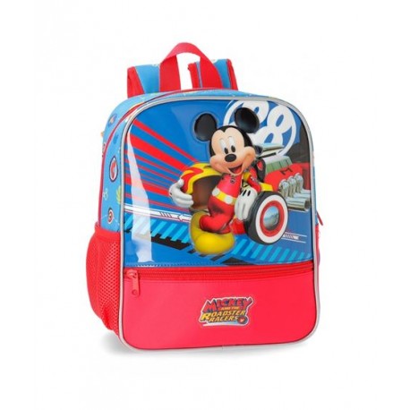 ZAINO ASILO WORLD MICKEY DISNEY TOPOLINO 23X28X10CM ROSSO E AZZURRO TASCA  CON ZIP E FASCIA PER AGGANCIO AL TROLLEY - Parole e Pensieri