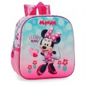 ZAINO ASILO MINNIE HEART DISNEY ROSA E AZZURRO BORDI GLITTER FUCSIA 23X25X10CM UTILE PER GITE E VIAGGI