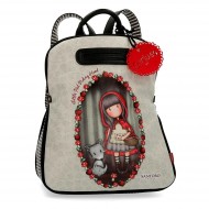 ZAINO CASUAL GORJUSS LITTLE RED SANTORO LONDON SIMILPELLE 31X38X15CM ESTENSIBILE CON ZIP + TASCHE EST.INTERNE CON ZIP