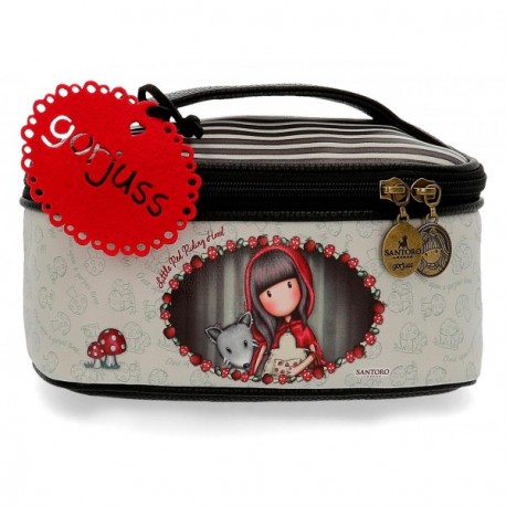 BEAUTY DA VIAGGIO OVALE GORJUSS LITTLE RED SANTORO LONDON SIMILPELLE 22X10X10CM 1 ZIP +TASCA INTERNA CON ZIP 100%PU