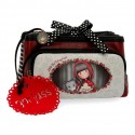 BEAUTY CASE DA VIAGGIO NECESSER GORJUSS LITTLE RED SANTORO LONDON SIMILPELLE 20X10X8,5CM 3 ZIP COMPL.APRIBILE MULTITASCH