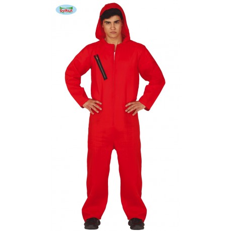 VESTITO RAPINATORE DI BANCA LA CASA DI CARTA TAGLIA S46/48 GUIRCA COSTUME CARNEVALE HALLOWEEN ROSSO TUTONE CASA DE PAPEL