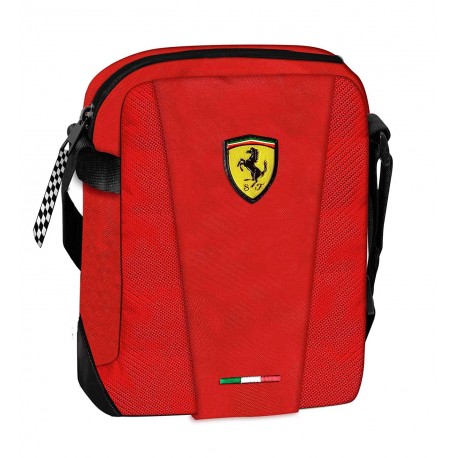 BORSA TRACOLLA SMALL CROSSOVER SCUDERIA FERRARI ROSSA CON LOGO21X16X5CM 1 ZIP2 TASCHE PROD.UFFICIALE PANINI SCUOLA ITALY