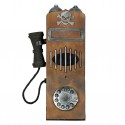 TELEFONO ANTICO 15X35CM CON TESCHIO LUCI E SUONI PER DECORAZIONI FESTE DI HALLOWEEN CARNEVALE E SPETTACOLI A TEMA HORROR