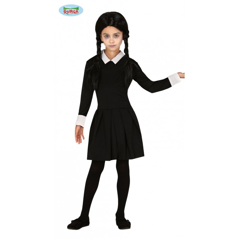 La Famiglia Addams Cosplay Mercoledì Addams Vestito Costume Halloween  Vestito Nero Compatibile con le donne Cosplay Costume-r