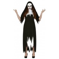 COSTUME CARNEVALE/HALLOWEEN PER TRAVESTIMENTO A TEMA SUORA/MONACA ZOMBIE HORROR ADULTA VESTITO E CUFFIA NO ACCESS