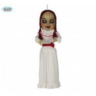 MOSTRO PENDENTE 150CM BAMBOLA SONORA CON TRECCE PER ALLESTIRE SALE FESTE E SPETTACOLI HALLOWEEN HORROR A TEMA ANNABELLE