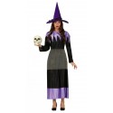 COSTUME STREGA ADULTA TG L LILLA VESTITO CON CAPPELLO BAVARO GONNA RET.PER TRAVESTIMENTI DI CARNEVALE HALLOWEN HORROR