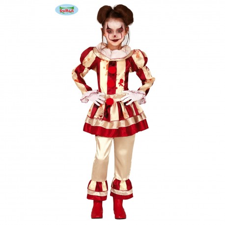 COSTUME CARNEVALE CLOWN HORROR BABY 7/9ANNI VESTITO CON COLLET.E PANTALON.PAGLIACCIA X TRAVESTIMENTI HALLOWEEN NO ACCESS