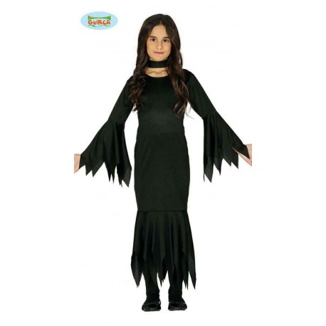 COSTUME STREGA BABY 5/6 ANNI PER TRAVESTIMENTI A HALLOWEEN CARNEVALE E SCENE A TEMA FAMIGLIA ADDAMS MORTICIA NO ACCESSOR