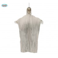 MOSTRO PENDENTE 150CM TESCHIO CON STRACCI ADDOBBI SCHERZOSI PER SALE FESTE VETRINE SCENE E SPETTACOLI HORROR HALLOWEEN