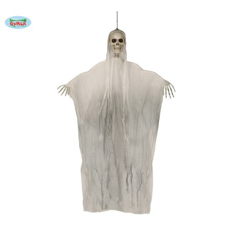 MOSTRO PENDENTE 150CM TESCHIO CON STRACCI ADDOBBI SCHERZOSI PER SALE FESTE VETRINE SCENE E SPETTACOLI HORROR HALLOWEEN