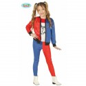 VESTITO BIMBA PERICOLOSA TG.5-6 ANNI COMPLETO DI PANTALONI- MAGLIA-GIACCA PER TRAVESTIMENTO HARLEY QUINN