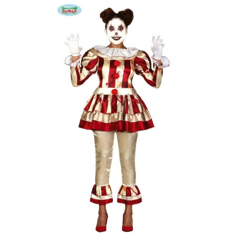 COSTUME PAGLIACCIA ASSASSINA VESTITO TG.L CLOWN KILLER PANTALONE E COLLETTO PER TRAVESTIMENTI HALLOWEEN HORROR NO ACCESS