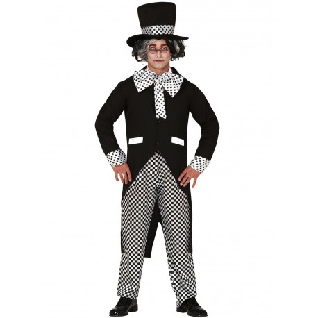 COSTUME CARNEVALE PAESE DELLE MERAVIGLIE VESTITO TG.L 4PZ PER TRAVESTIMENTI SCENE TEMA FINTO CAPPELLAIO MATTO NO ACCESS.