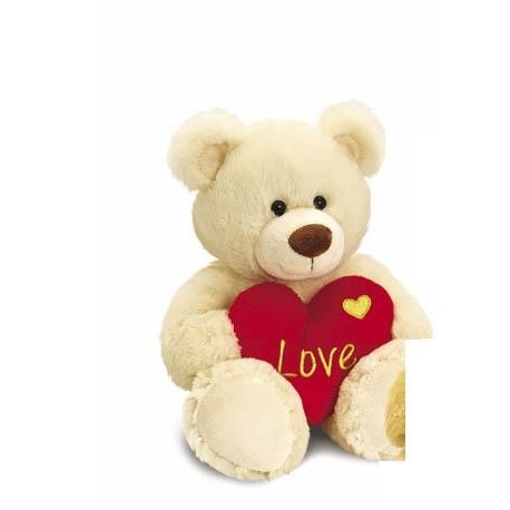 PELUCHE FLOPPY CON CUORE SCRITTA .LOVE. 25CM