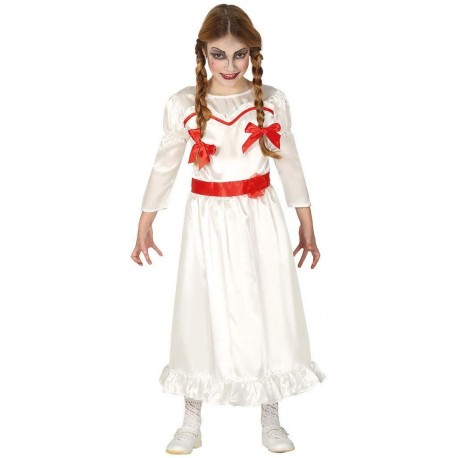 COSTUME CARNEVALE HALLOWEEN BAMBOLA ASSASSINA BIMBA POSSEDUTA TG.5/6 ANNI VESTITO PER TRAVESTIMENTI HORROR NO ACCESSORI