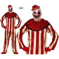 COSTUME PAGLIACCIO ASSASSINO TG.48/50 TUTA E COLLETTO VESTITO CLOWN PER TRAVESTIMENTI HALLOWEEN HORROR NO ACCESSORI