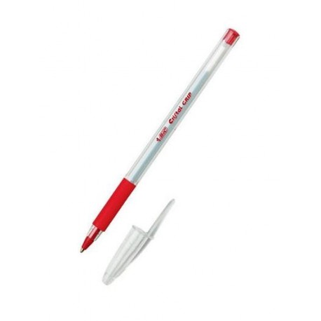 CONFEZIONE 20 PENNE BIC CRISTAL GRIP ROSSA PUNTA MEDIA 1,0MM.GRIP IN GOMMA PER UNA PRESA SICURA E CONFORTEVOLE