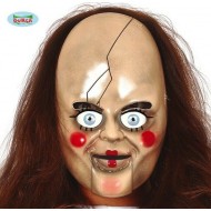 MASCHERA BAMBOLA ASSASSINA SPAVENTOSA IN PVC LEGGERA PER TRAVESTIMENTI HALLOWEEN CARNEVALE SCENE E SPETTACOLI HORROR