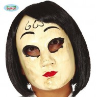 MASCHERA DONNA LOVE IN PVC PER TRAVESTIMENTI HALLOWEEN CARNEVALE SCENE E SPETTACOLI A TEMA LADY KILLER CUORE VISO HORROR