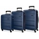 SET 3 TROLLEY DA VIAGGIO ABS 4 RUOTE ROLL ROAD FLEX BLU M VALIGIA BAG.A MANO39X55X20STIVA52X75X28-55X65X75CM CHI.A COMB.