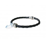 BRACCIALE FC JUVENTUS IN CUOIO INTRECCIATO NERO CON LOGO ACCIAIO SCATOLATO PRODOTTO UFFICIALE MIGLIARDI MADE IN ITALY