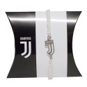 BRACCIALETTO FC JUVENTUS ORIGINALE IN CORDURA BIANCA E J CENTRALE LOGO NUOVO IN ACCIAIO PRODOTTO UFFICIALE