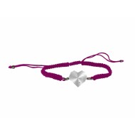 BRACCIALETTO FC JUVENTUS WOMAN IN CORDURA FUCSIA CON CUORE ACCIAIO E CRISTALLO NERO PRODOTTO UFFICIALE MIGLIARDI ITALY