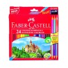 ASTUCCIO PASTELLI LEGNO ESAGONALI MATITE MINE RESISTENTI 24 COLORI BRILLANTI+3 OMAGGIO +TEMPERINO FABER CASTELL GERMANY