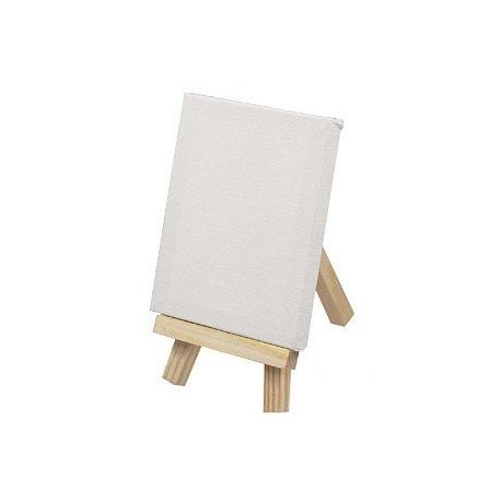 MINI TELA PER PITTURA 7X7CM. SU MINI CAVALLETTO IN LEGNO